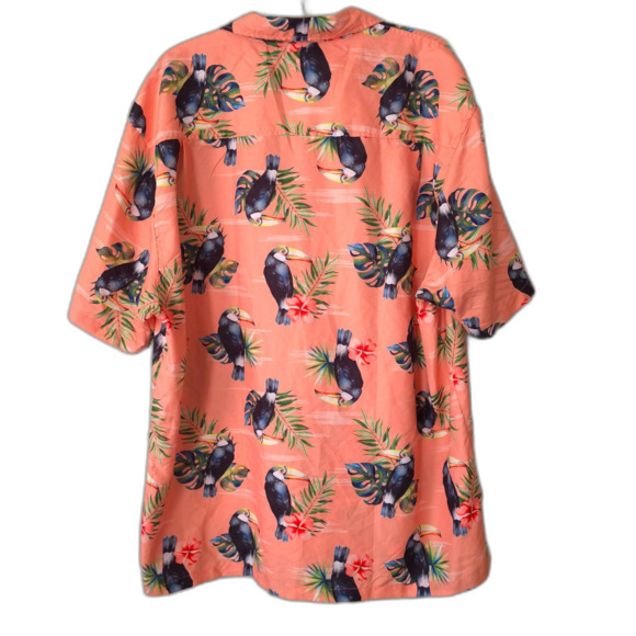NWT Uzzi Amphibious Gear Hawaiian Button Up Shirt Toucan Coral Vaca Resort Beach - Picture 2 of 10